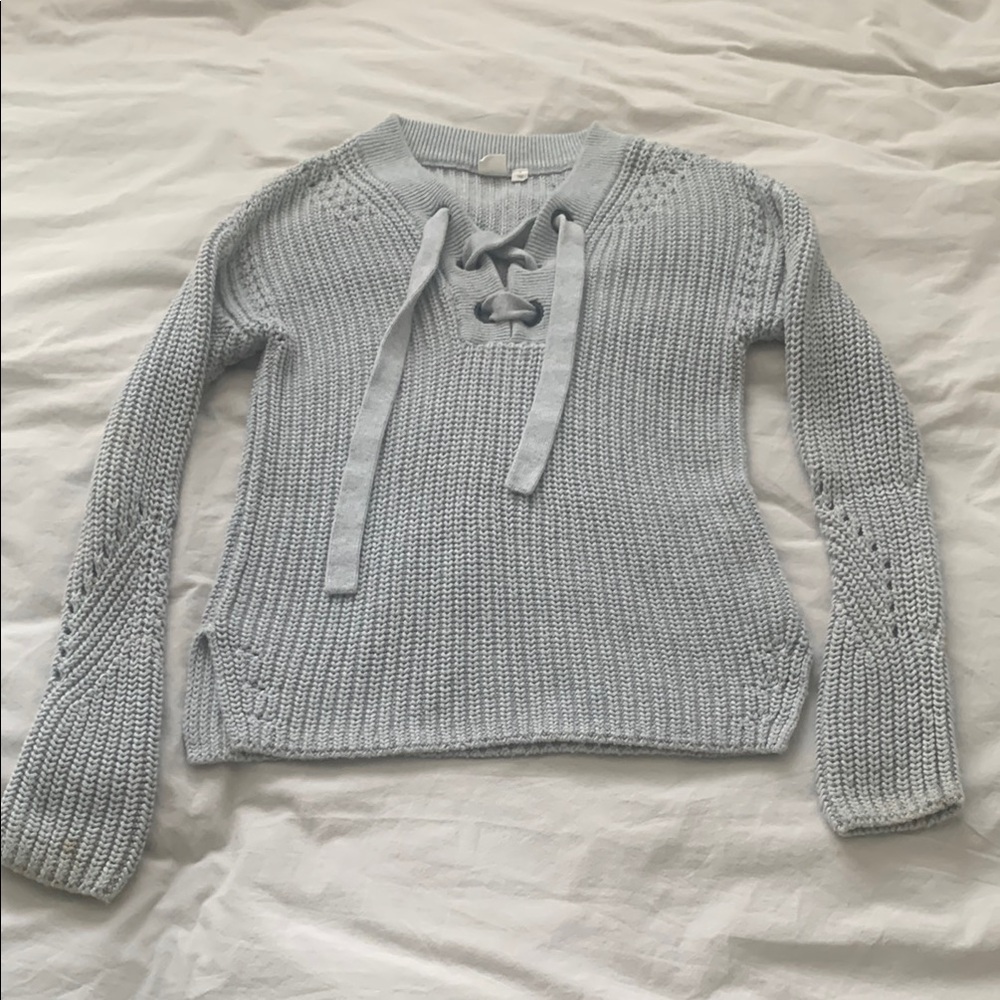 Light Gray Lace-Up Women's Sweater GAP - Gray